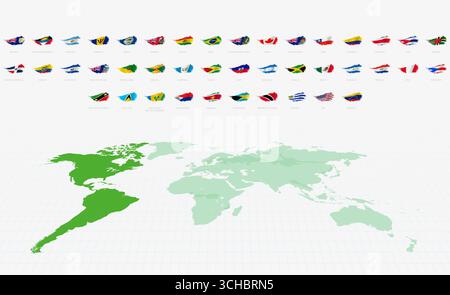 Vintage American Flags with Worn Texture and Wave Motion. Stock Vector