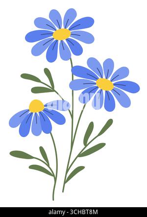 Blue flowers. Wild flower. Botanical illustration Stock Vector