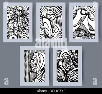 A Diverse Collection of Abstract Black and White Line Art to Inspire Your Creativity Stock Vector