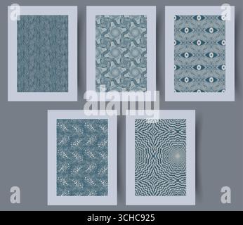 Explore the captivating world of Geometric Abstract Patterns in stunning Blue Tones Stock Vector