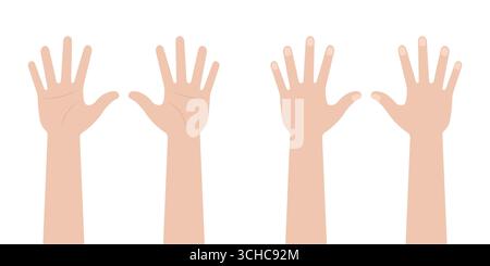 Hand and Palm. Back and Front Hand. Vector Illustration Isolated on White Background. Stock Vector