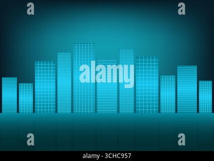 City building Background. Skyscraper. Cityscape. Hi-tech or Sci-fi City Background. Metropolis City. Vector Illustration. Stock Vector
