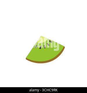 Illustration of a kiwi fruit slice with visible seeds and juicy green texture. Suitable for themes related to tropical fruits, diet, freshness, and na Stock Vector