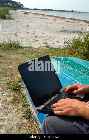 a laptop or notebook, mobile computer device with screen and rechargeable battery a laptop or notebook, mobile computer Stock Photo