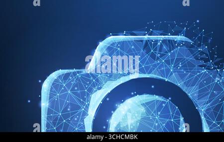 Photo camera. Abstract polygonal wireframe camera illustration Stock Vector