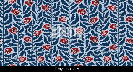 Abstract geometric botanical pomegranate foliage vector seamless pattern. Modern wavy leaves, contemporary fruits background for fabric, package Stock Vector