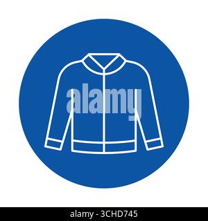 This minimalist outline design of a jacket on a bold blue background is perfect for fashion and apparel projects, representing modern style and simpli Stock Vector