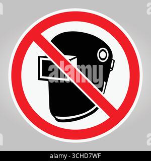 This image features a prohibition sign that indicates the non-use of helmets in a designated area. It serves to promote safety and compliance in workp Stock Vector