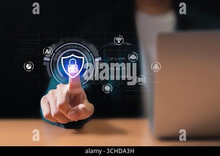 Cybersecurity and privacy concepts, data protection and encryption of secure internet networks Stock Photo