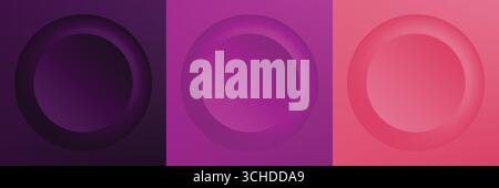 Set of abstract 3d beige, different color circle frame design for cosmetic product. Collection of trendy color geometric background with copy space. Top view scene. Vector EPS10. Stock Vector