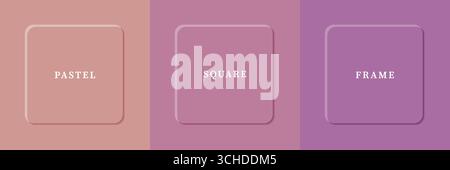 Set of abstract 3D luxry square frame border design. Collection of geometric scene for cosmetic product. Elements for design. Top view of podium or pedestal. EPS 10. Stock Vector