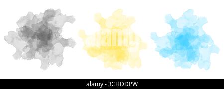 Set of abstract watercolor water splash on a white background. Vector watercolour texture in salad color. Ink paint brush stain. Splatters spot.Eps.10 Stock Vector