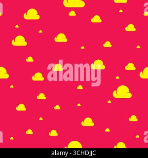 Yellow Cloud Seamless Pattern With Pink Background Stock Vector