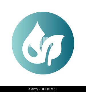 Natural oil with leaf and drop label. Organic oil colorful sticker. Stock Vector