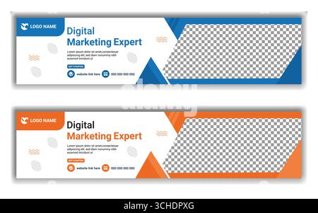 Modern Abstract LinkedIn Cover Template for Business Promotions set Stock Vector
