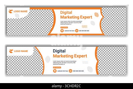 Unique Digital marketing agency Modern Abstract LinkedIn Cover Photo for Business Branding Stock Vector