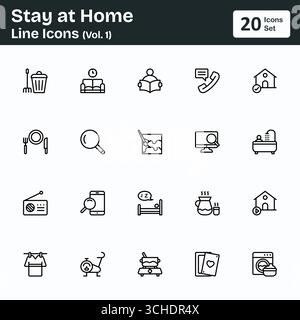 Stay at Home Line Icons (Vol.1) Stock Vector
