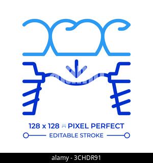 Tooth replacement pixel perfect two color line icon Stock Vector