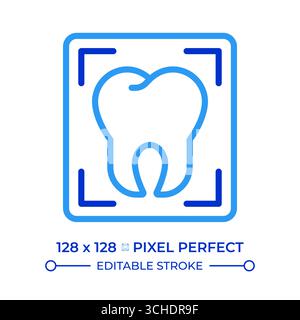 Professional dental services pixel perfect two color line icon Stock Vector
