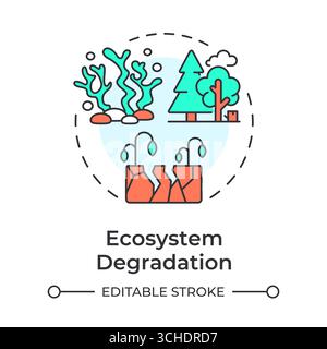 Ecosystem degradation multi color concept icon Stock Vector
