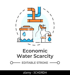Economic water scarcity multi color concept icon Stock Vector