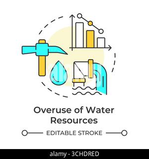Overuse of water resources multi color concept icon Stock Vector