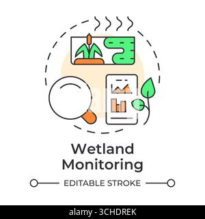 Wetland monitoring multi color concept icon Stock Vector