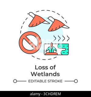 Loss of wetlands multi color concept icon Stock Vector