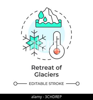 Retreat of glaciers multi color concept icon Stock Vector