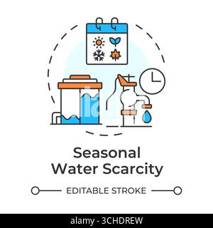 Seasonal water scarcity multi color concept icon Stock Vector