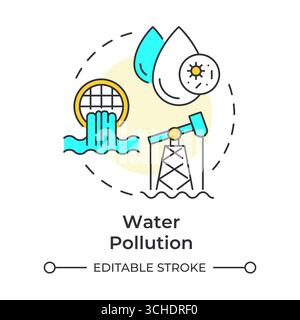 Water pollution multi color concept icon Stock Vector