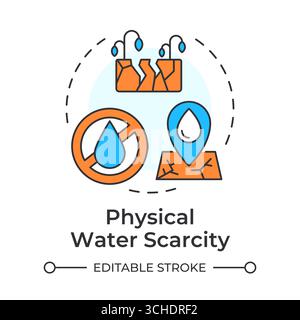 Physical water scarcity multi color concept icon Stock Vector