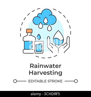 Rainwater harvesting multi color concept icon Stock Vector