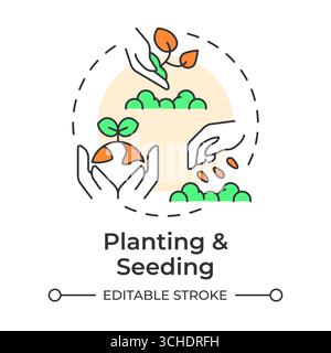 Planting and seeding multi color concept icon Stock Vector