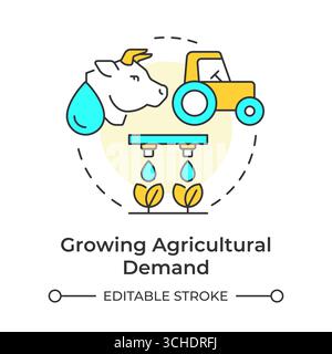 Growing agricultural demand multi color concept icon Stock Vector