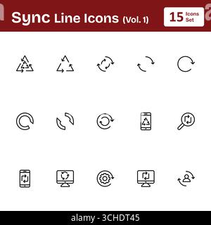 Sync Line Icons (Vol 1) Stock Vector