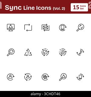Sync Line Icons (Vol. 2) Stock Vector