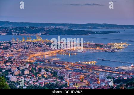 Aerial view of the illuminated marina and city lights of Antibes at ...