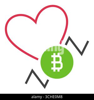 Heart with Bitcoin vector I Love Trading and Investment concept icon or design element Stock Vector