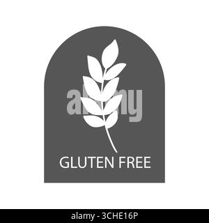 Gluten free icon, dietary food badge. Minimal line grain organic design. Gluten free sign or stamp. Wheat symbol. Vector illustration Stock Vector