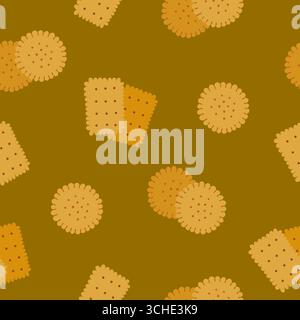 Seamless pattern with square and round crackers  Stock Vector