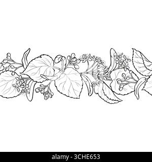 Linden Outline Horizontal Seamless Pattern Stock Vector