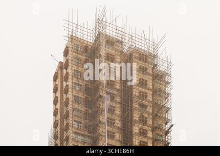 Bamboo scaffolding construction in Hong Kong Stock Photo