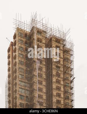 Bamboo scaffolding construction in Hong Kong Stock Photo