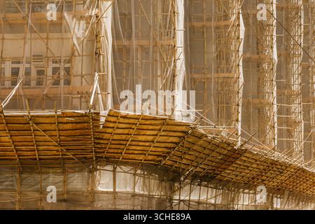 Bamboo scaffolding construction in Hong Kong Stock Photo