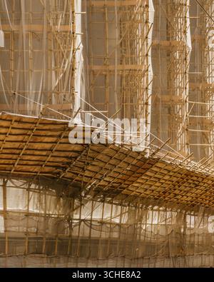 Bamboo scaffolding construction in Hong Kong Stock Photo