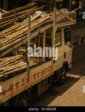 Bamboo scaffolding construction in Hong Kong Stock Photo