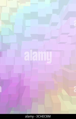Colorful abstract 3D cubes in rainbow tones. Bright geometric background with depth and perspective. Futuristic minimal digital art. Stock Photo
