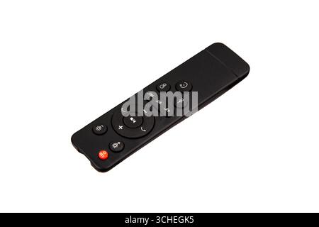 A studio shot of a black remote control for a rotating product stand. Stock Photo