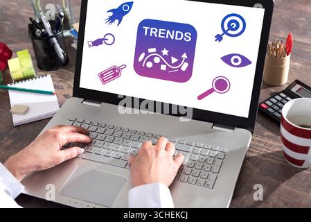 Trends concept shown on a laptop screen Stock Photo